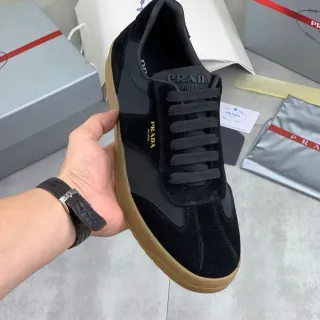 Prada أحذية أسود بيج سويد الجزء العلوي سولة مطاطية لايف ستايل