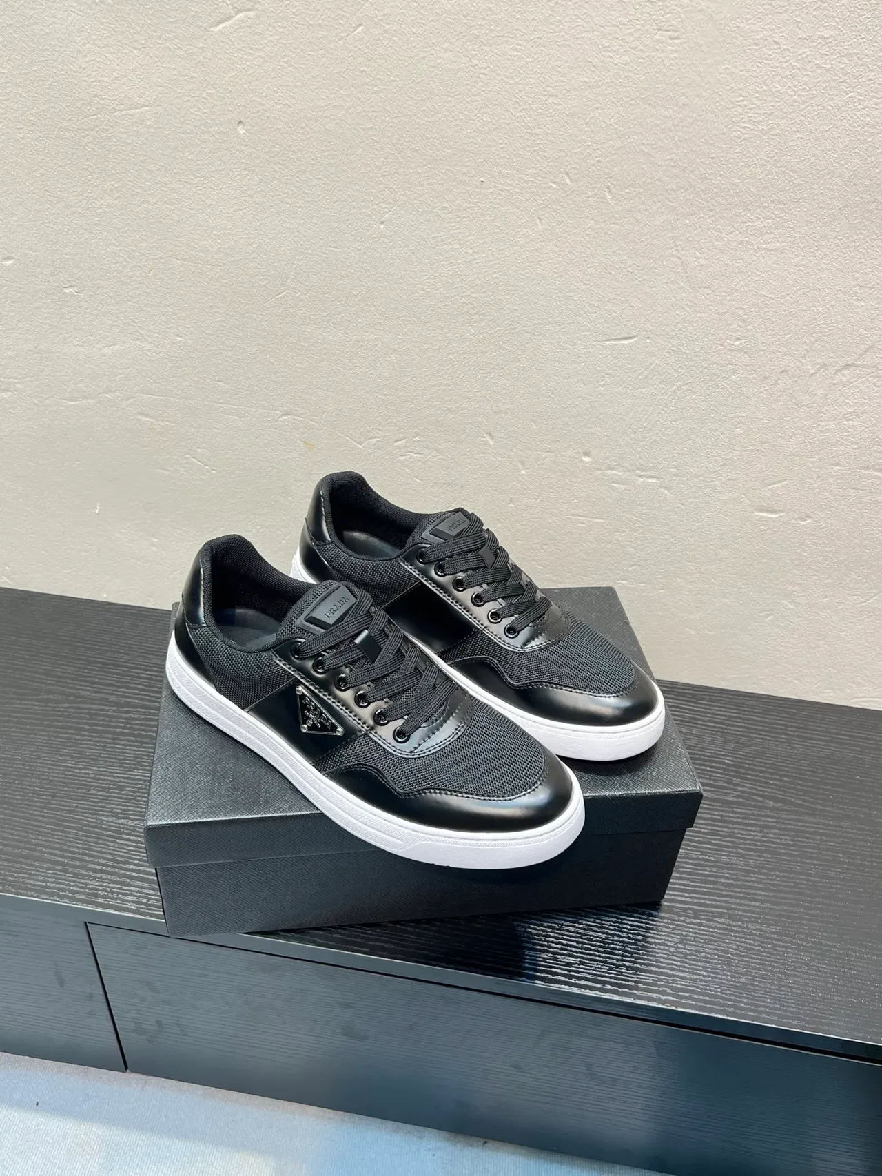 Prada Black Mesh and Leather Low-Top Lifestyle Sneaker 5