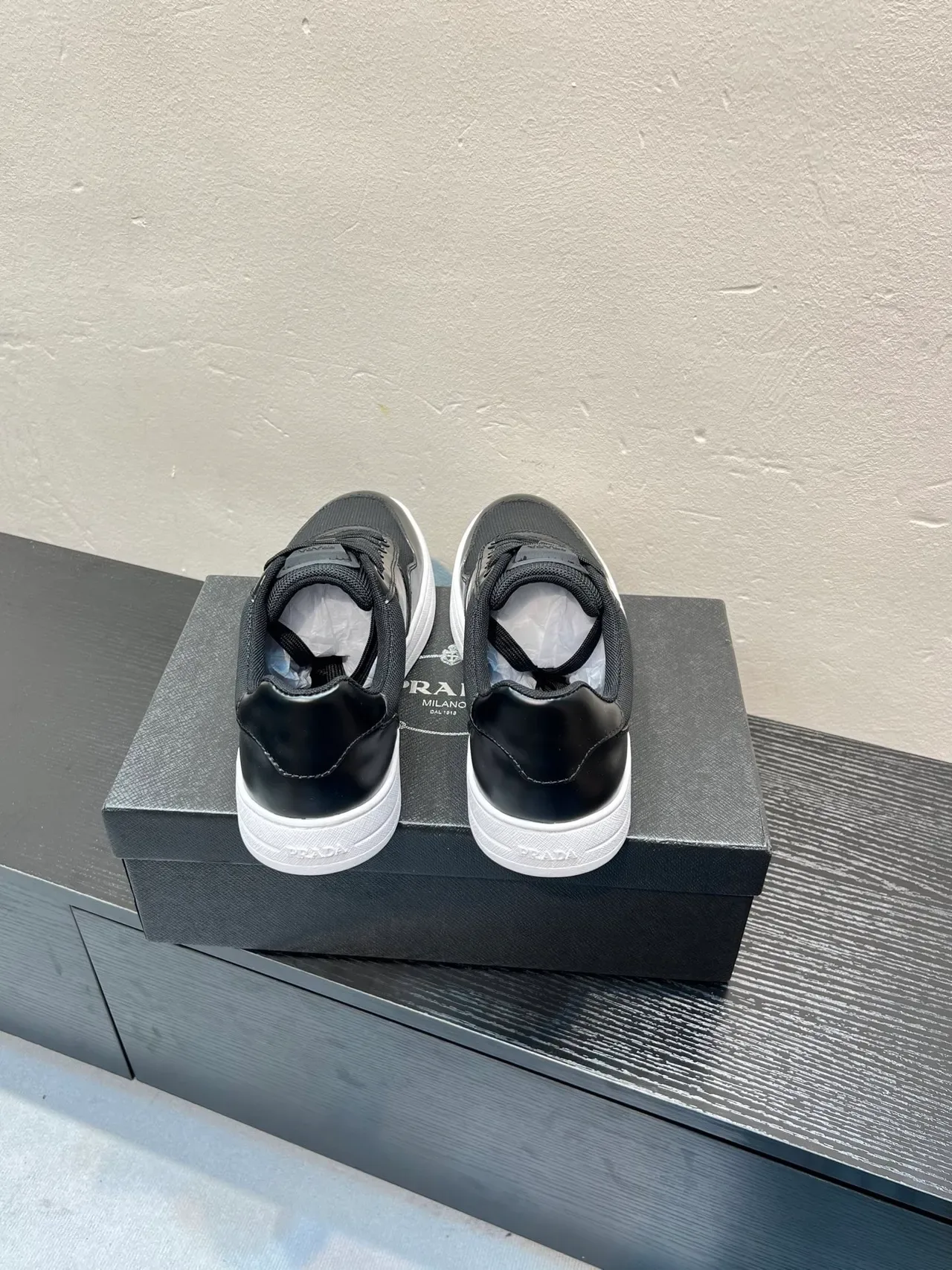 Prada Black Mesh and Leather Low-Top Lifestyle Sneaker 6