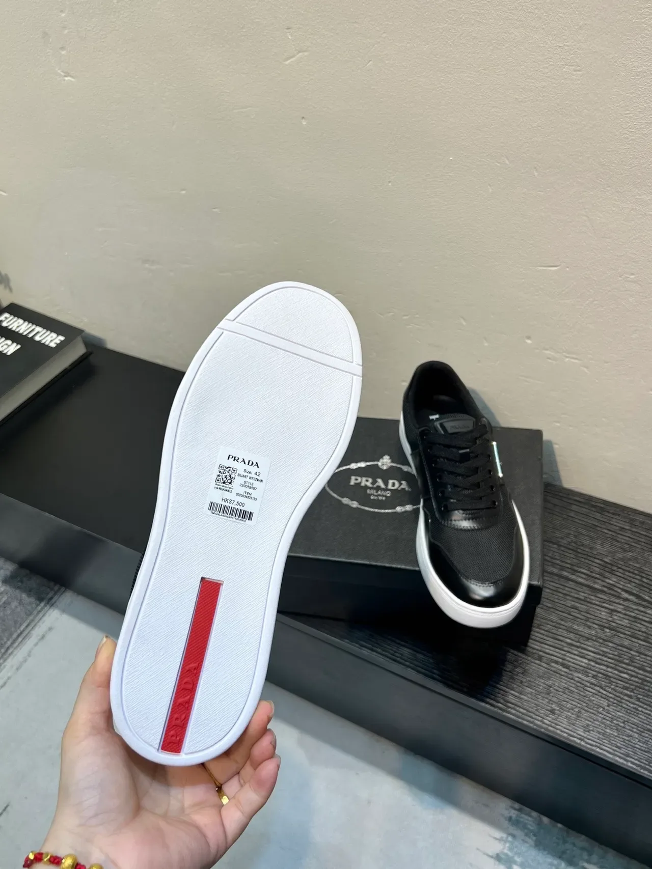 Prada Black Mesh and Leather Low-Top Lifestyle Sneaker 9