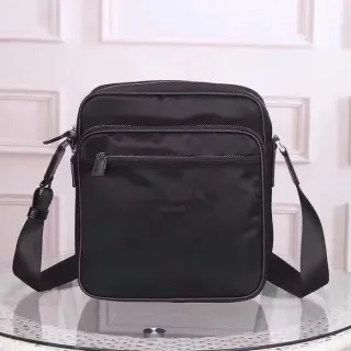 Prada Black Structured Rectangular Silhouette Nylon Construction Messenger Bag