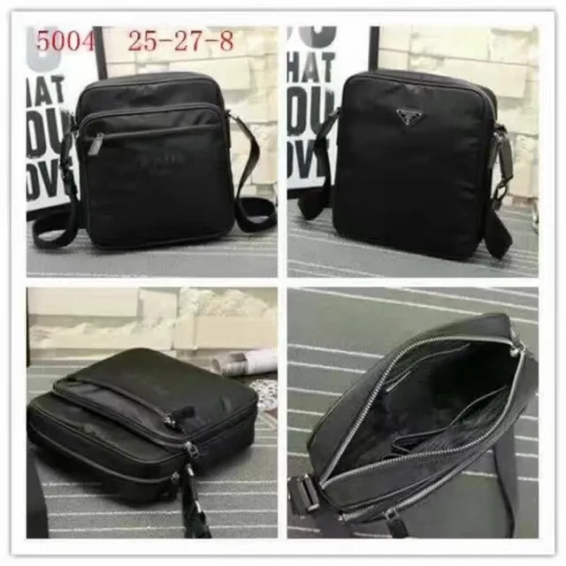 Prada Black Structured Rectangular Silhouette Nylon Construction Messenger Bag 2