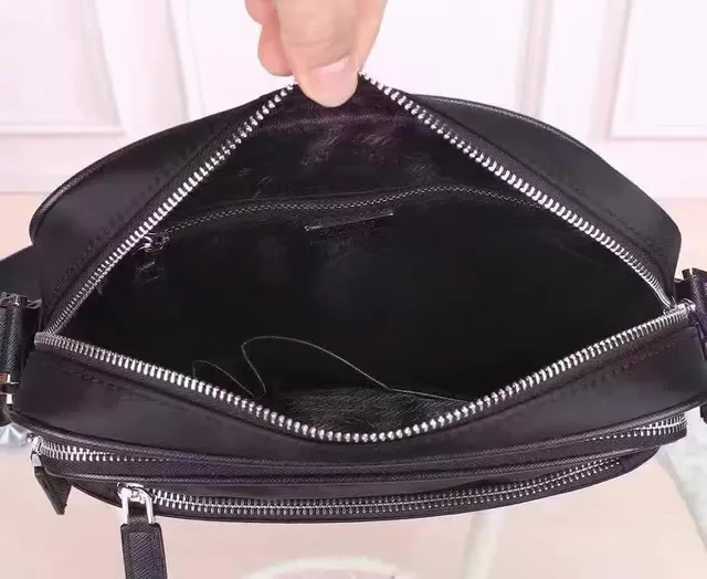 Prada Black Structured Rectangular Silhouette Nylon Construction Messenger Bag 3