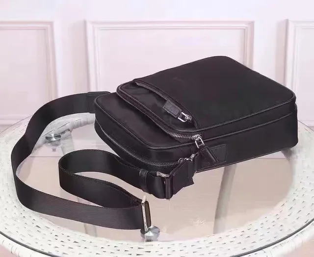 Prada Black Structured Rectangular Silhouette Nylon Construction Messenger Bag 7