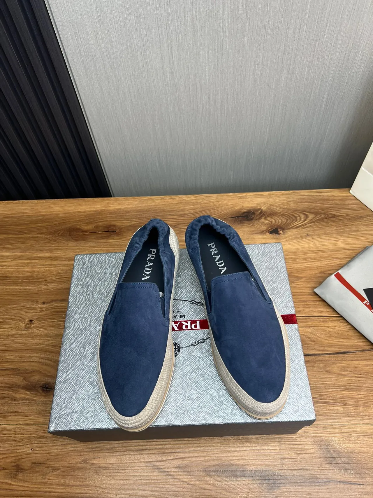 Prada Blue Suede Slip-On Boat Shoe 3