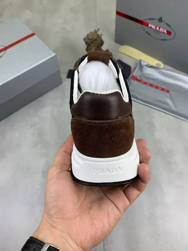 Prada Brown and Black Suede Mesh Lifestyle Sneakers 3