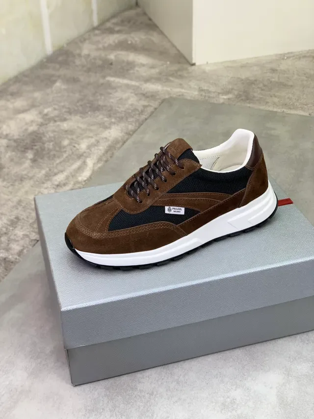 Prada Brown and Black Suede Mesh Lifestyle Sneakers 4