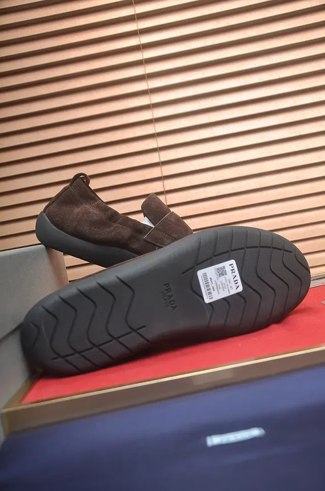 Prada Brown Black Suede Upper Single Strap Loafer 3