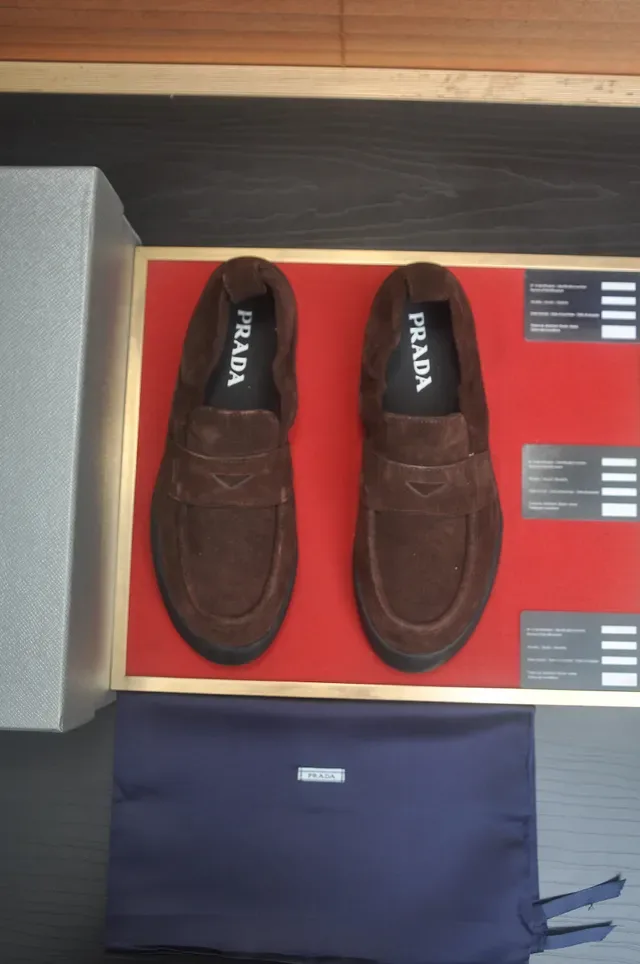 Prada Brown Black Suede Upper Single Strap Loafer 5