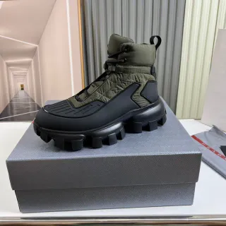 Prada Cloudbust Army Green and Black Work Boots