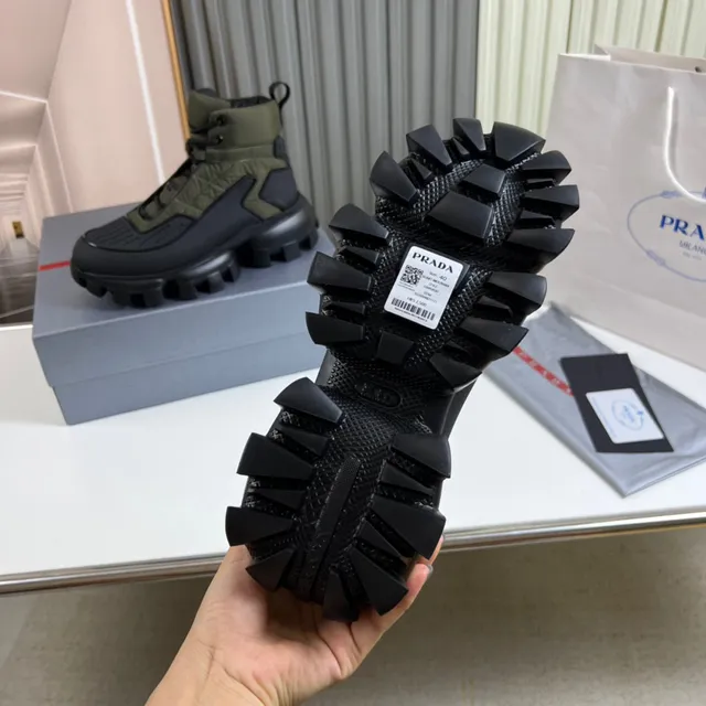 Prada Cloudbust Army Green and Black Work Boots 2