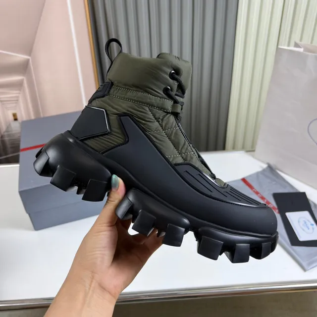 Prada Cloudbust Army Green and Black Work Boots 4