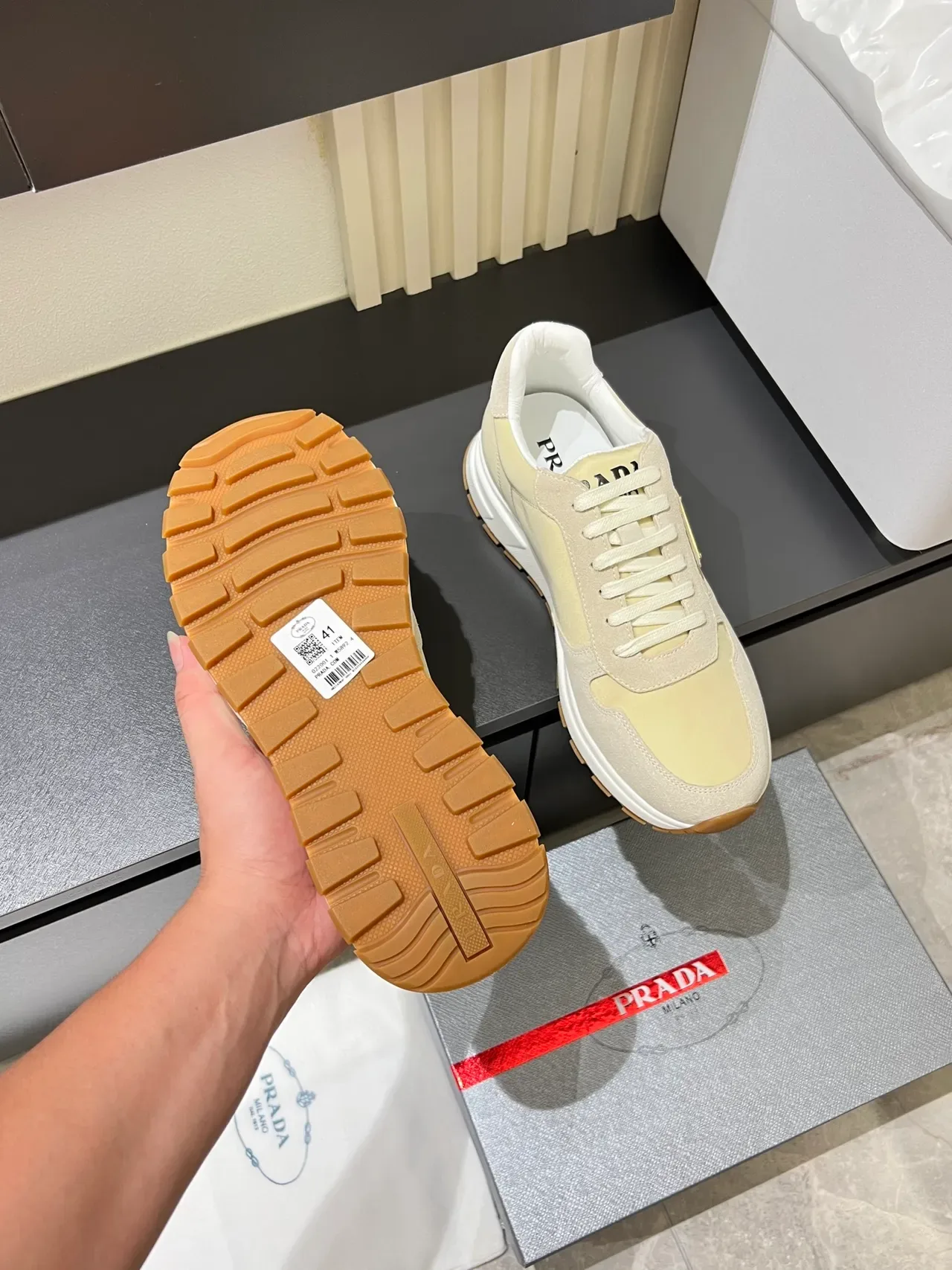 Prada Cloudbust Beige and Cream Lifestyle Sneakers 3