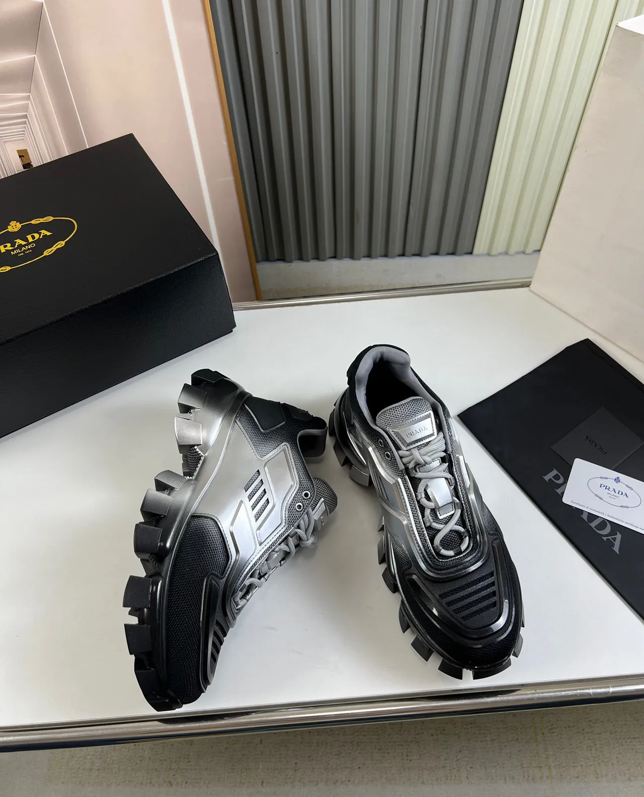 Prada Cloudbust Black and Gray Chunky Sneakers 5
