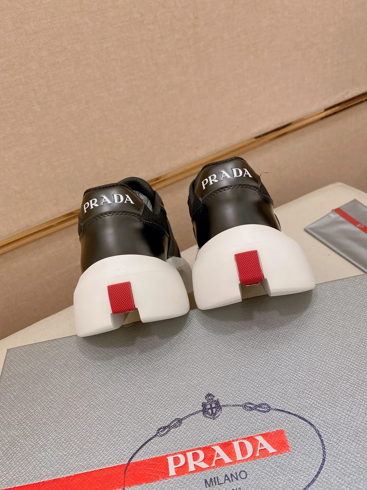 Prada Cloudbust Black and White Platform Lifestyle Sneakers 3