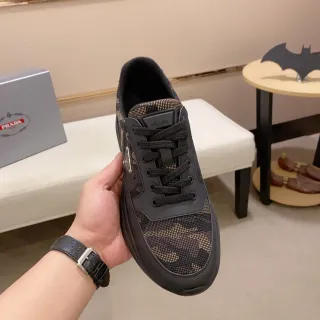 Prada Cloudbust Noir Beige Camouflage Maille Synthétique Superpositions Sneakers Lifestyle