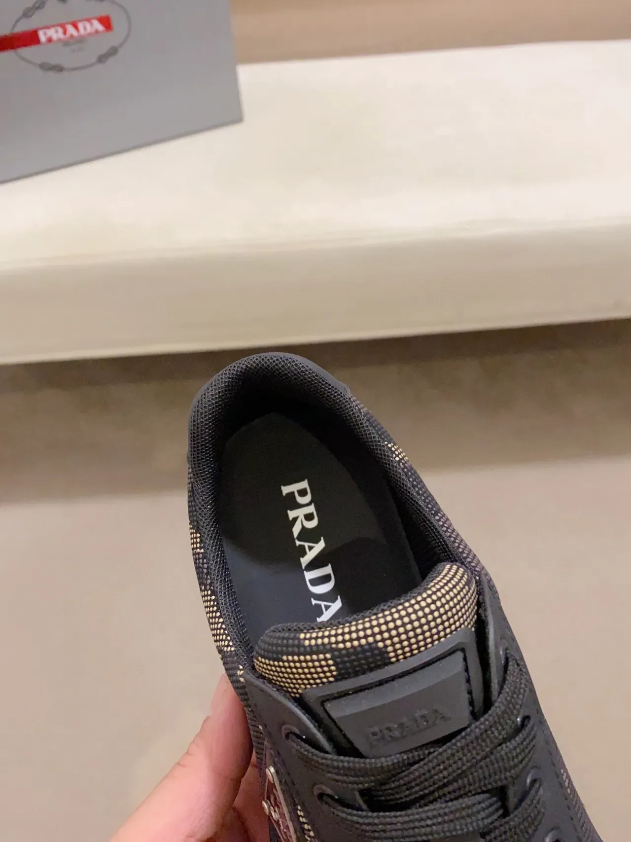 Prada Cloudbust Preto Bege Camuflagem Malha Sintético Sobreposições Tênis Lifestyle 6