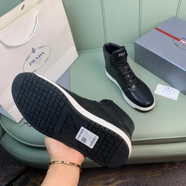 Prada Cloudbust Black Leather High-Top Lifestyle Sneakers 2