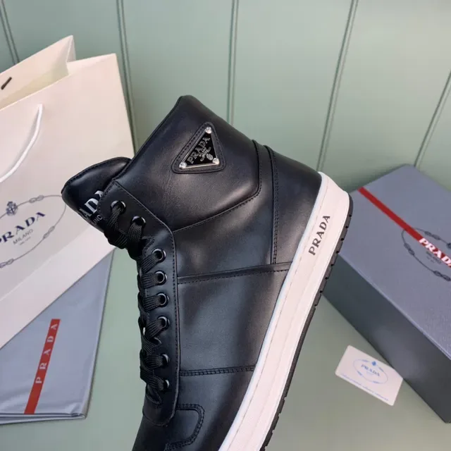 Prada Cloudbust Black Leather High-Top Lifestyle Sneakers 3