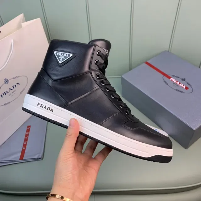 Prada Cloudbust Black Leather High-Top Lifestyle Sneakers 4