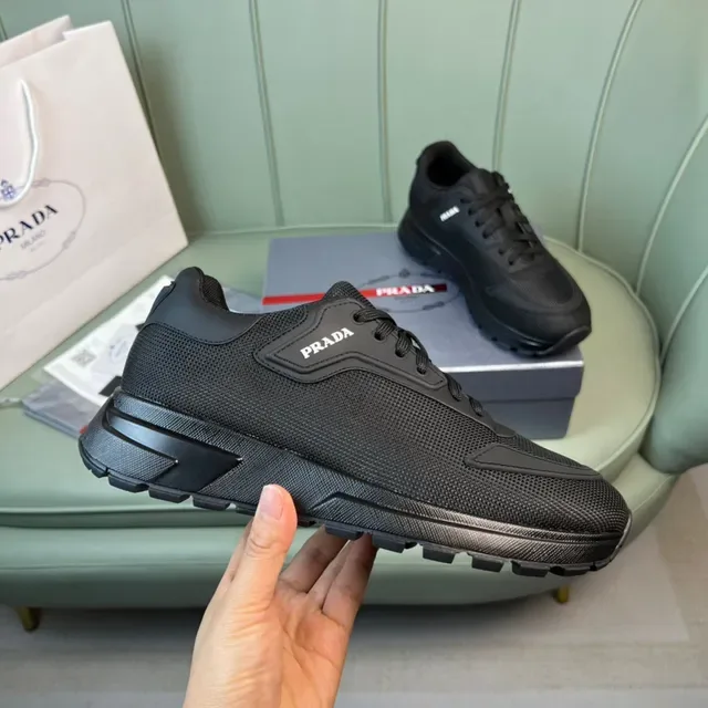 Prada Cloudbust Black Mesh Chunky Sneakers 4