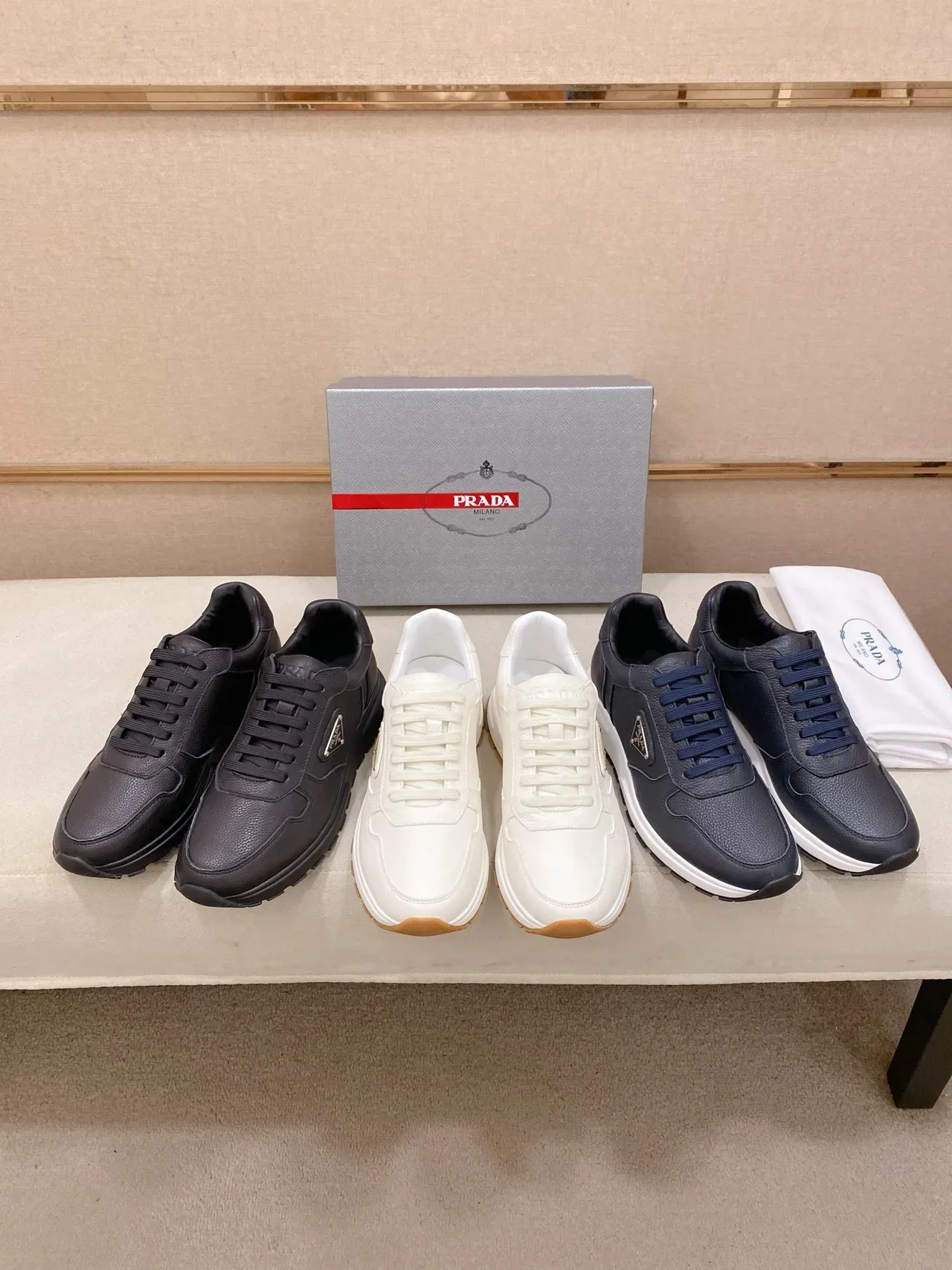 Prada Cloudbust Black Pebbled Leather Lifestyle Sneakers 2