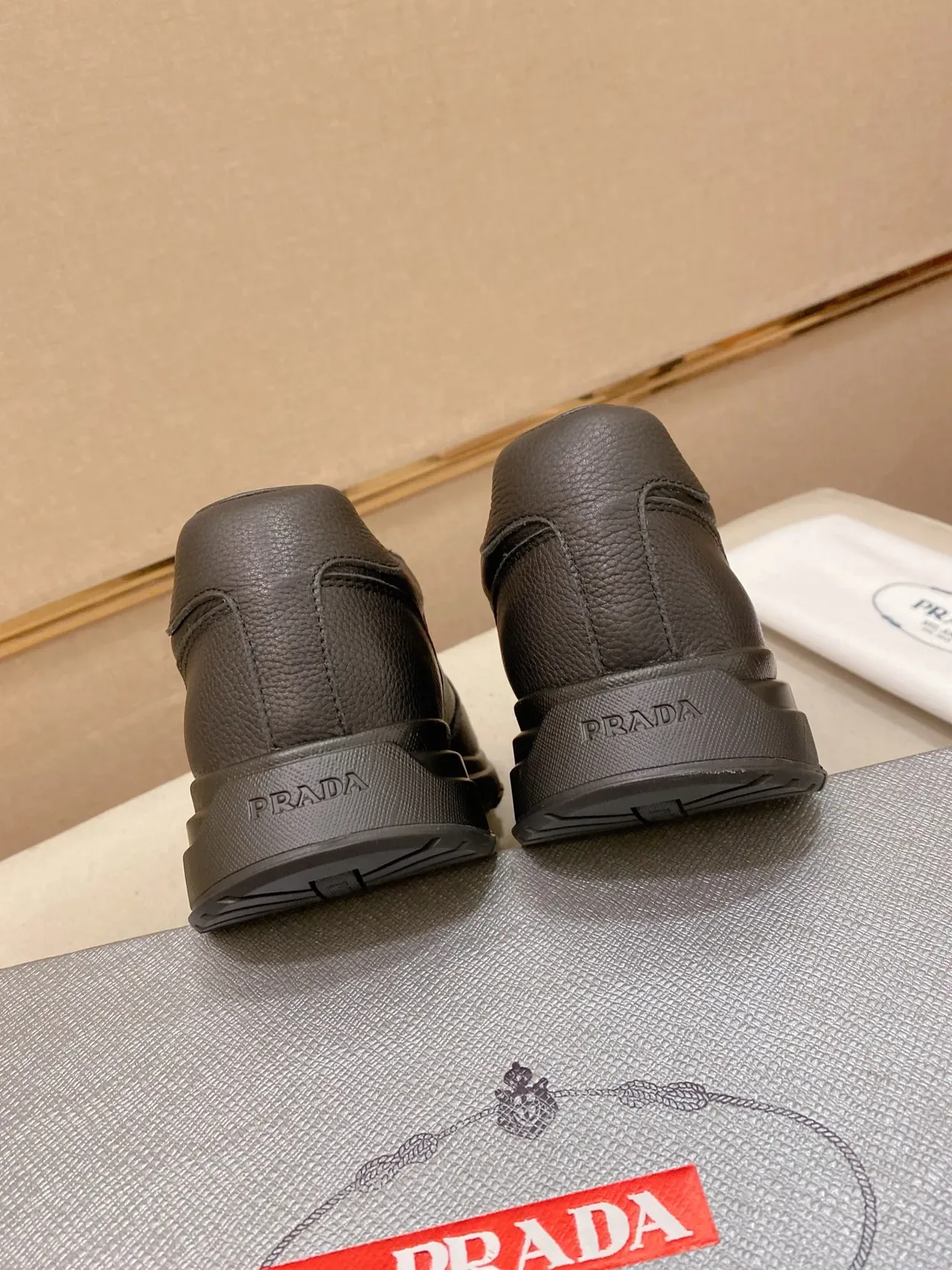 Prada Cloudbust Black Pebbled Leather Lifestyle Sneakers 4