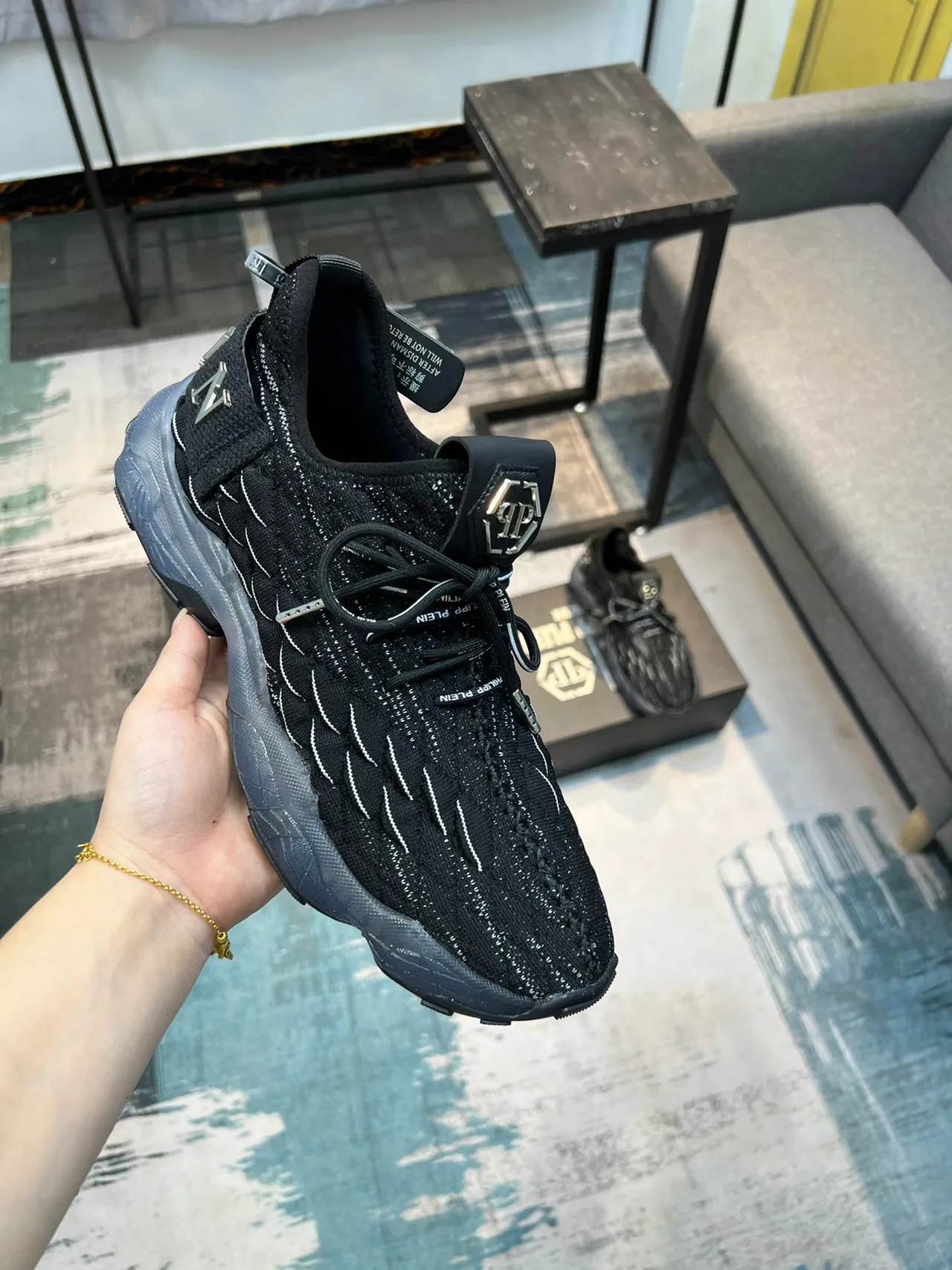Prada Cloudbust Black Quilted Knit Chunky Sneakers 6