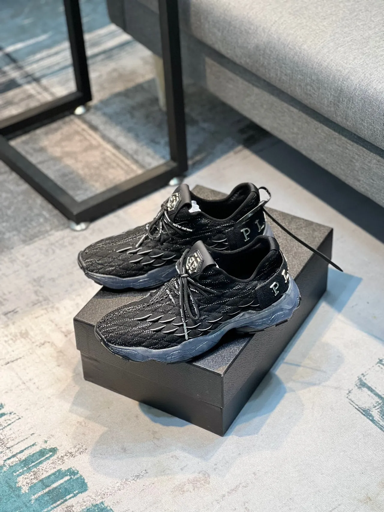Prada Cloudbust Black Quilted Knit Chunky Sneakers 7