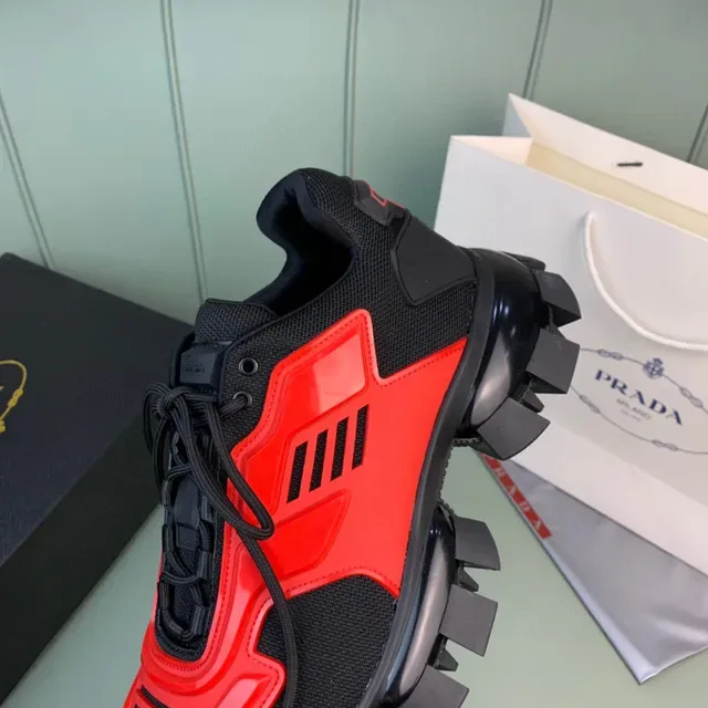 Prada Cloudbust Black Red Sole Mesh And Synthetic Overlay Chunky Sneakers 3