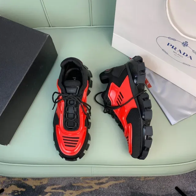Prada Cloudbust Black Red Sole Mesh And Synthetic Overlay Chunky Sneakers 4