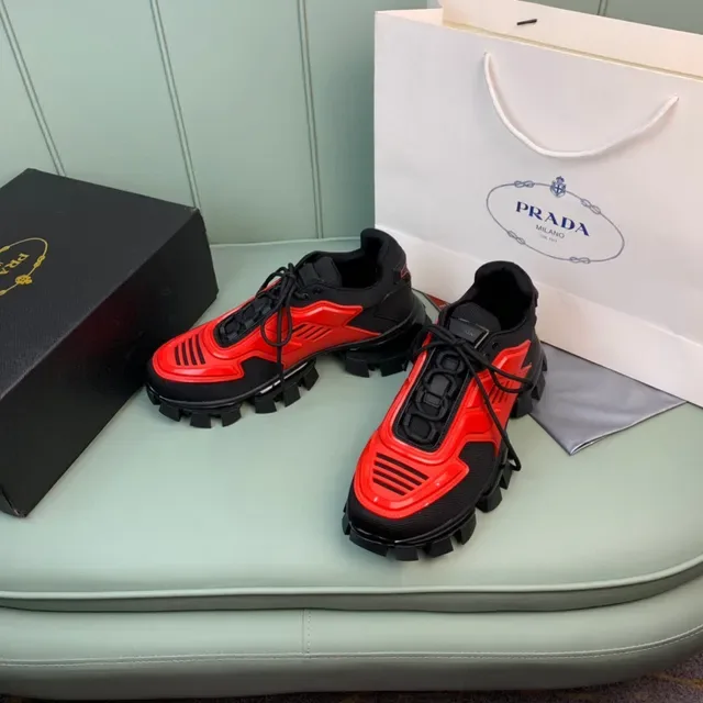 Prada Cloudbust Black Red Sole Mesh And Synthetic Overlay Chunky Sneakers 7