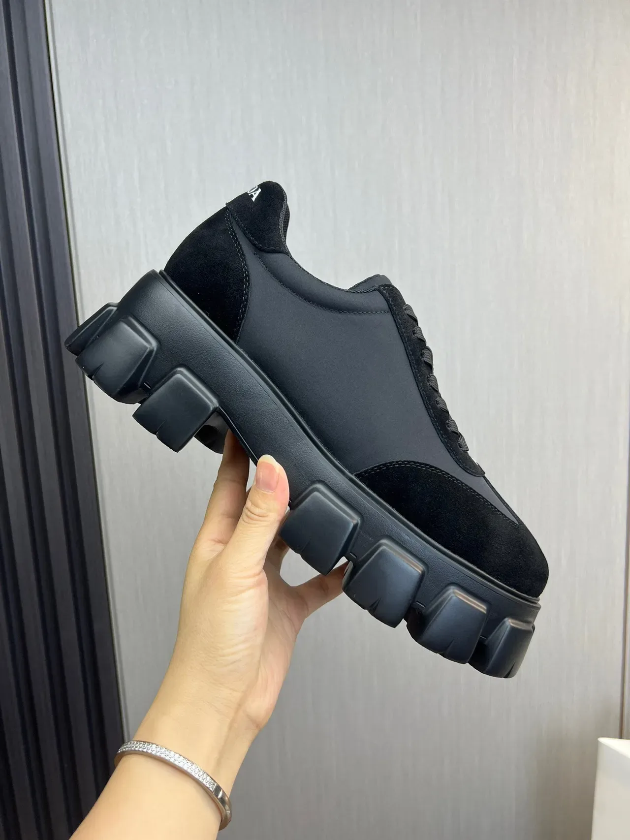 Prada Cloudbust Black Suede and Nylon Chunky Sneakers 7