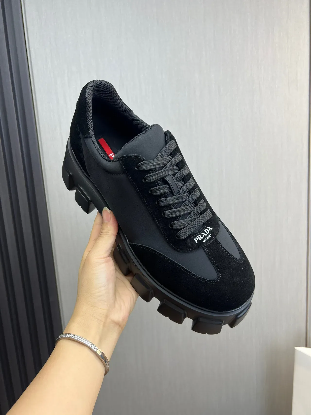 Prada Cloudbust Black Suede and Nylon Chunky Sneakers 8