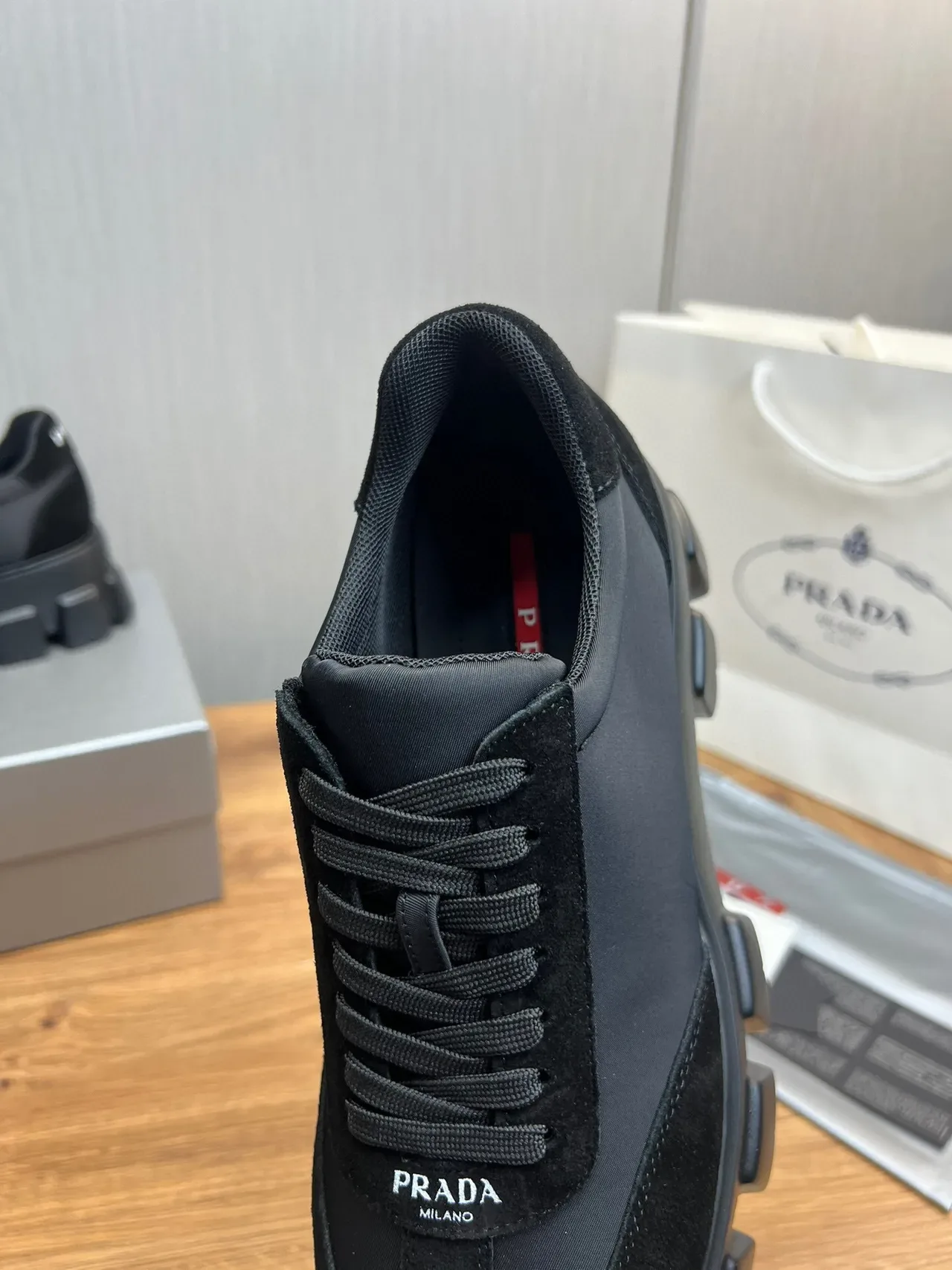 Prada Cloudbust Black Suede and Nylon Chunky Sneakers 9