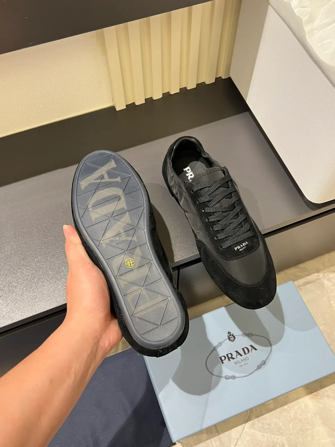 Prada Cloudbust Black Suede And Nylon Upper Elasticated Collar Lifestyle Sneakers 3