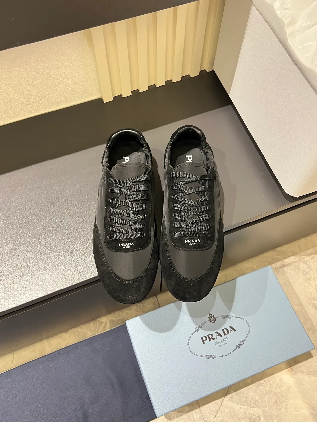 Prada Cloudbust Black Suede And Nylon Upper Elasticated Collar Lifestyle Sneakers 5
