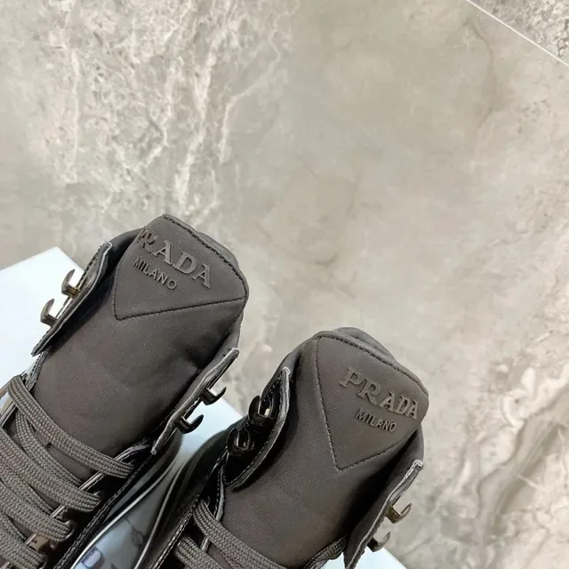 Prada Cloudbust Black White High-Top Quilted Ankle Lifestyle Sneakers 8