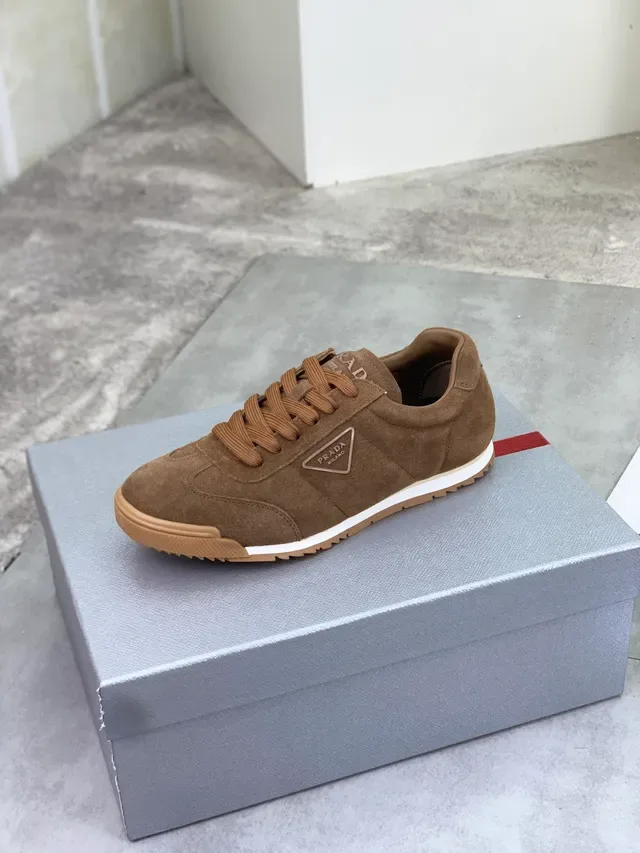 Prada Cloudbust Brown Beige Suede Upper Triangular Logo Patch Lifestyle Sneakers 5