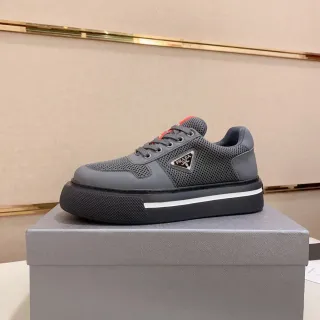 Prada Cloudbust Gray Perforated Mesh Platform Lifestyle Sneaker