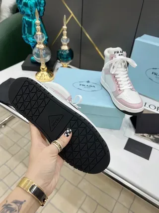 Prada Cloudbust High-Top White and Pink Lifestyle Sneakers 2