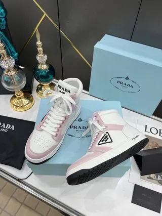 Prada Cloudbust High-Top White and Pink Lifestyle Sneakers 5