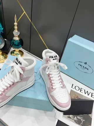 Prada Cloudbust High-Top White and Pink Lifestyle Sneakers 8