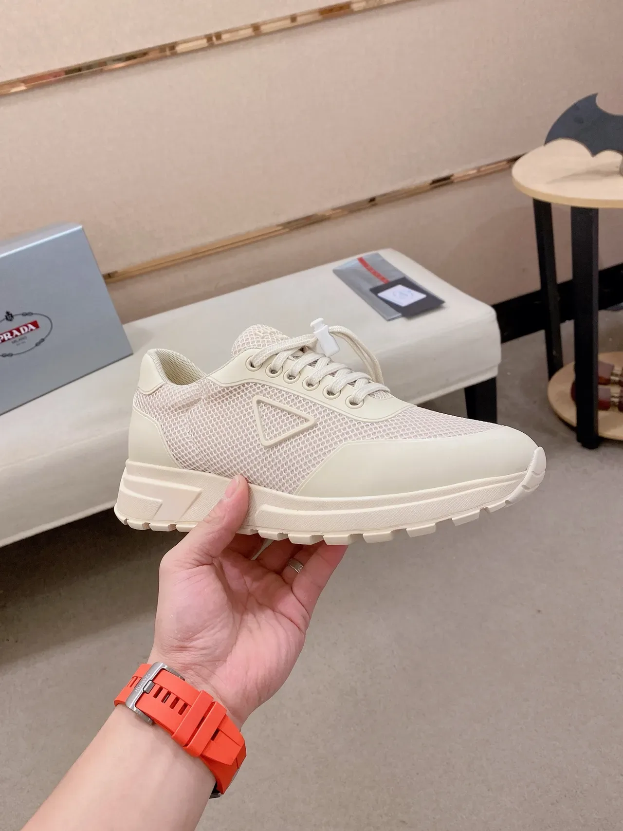 Prada Cloudbust Monochrome Off-White Sneakers Lifestyle 5