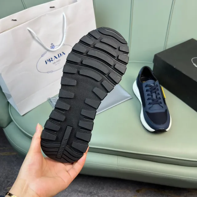 Prada Cloudbust Navy Black Mesh-Synthetic Upper Thick White Layered Midsole Chunky Sneakers 2