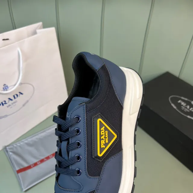 Prada Cloudbust Navy Black Mesh-Synthetic Upper Thick White Layered Midsole Chunky Sneakers 3