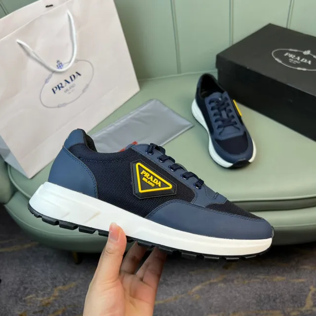 Prada Cloudbust Navy Black Mesh-Synthetic Upper Thick White Layered Midsole Chunky Sneakers 4