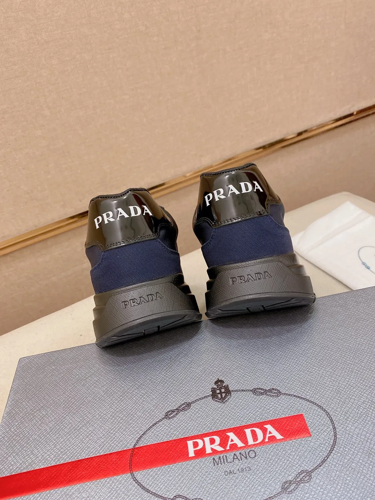 Prada Cloudbust Navy Nylon and Gloss Black Lifestyle Sneakers 3
