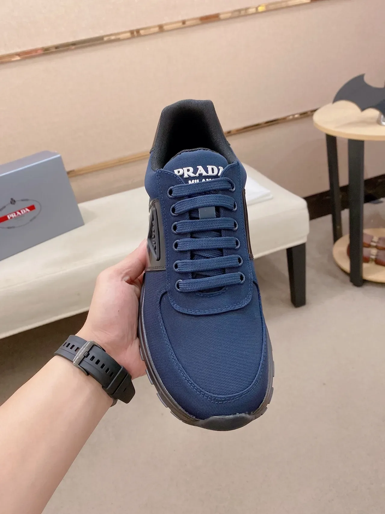 Prada Cloudbust Navy Nylon and Gloss Black Lifestyle Sneakers 5