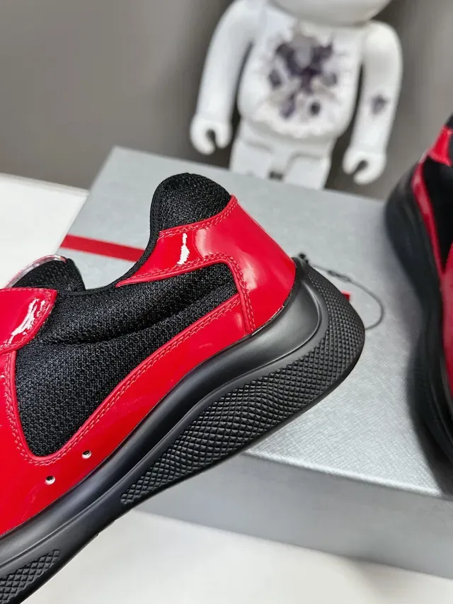 Prada Cloudbust Red Black Glossy Patent Leather Mesh Contrast Lifestyle Sneakers 8